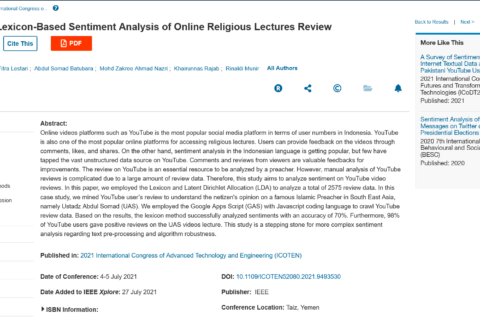 Indonesian Lexicon-Based Sentiment Analysis of Online Religious Lectures Review