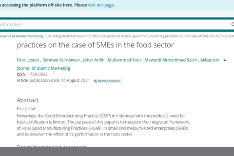 An integrated framework for the measurement of halal good manufacturing practices on the case of SMEs in the food sector